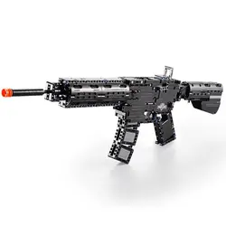C81005 621 Шт Военный оружие m4a1 пистолет с резиновой лентой строительные блоки игрушки для детей