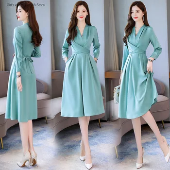 

Dress spring and autumn 2020 spring high waist early spring FAIRY DRESS temperament goddess lady fan GUI middle aged skirt