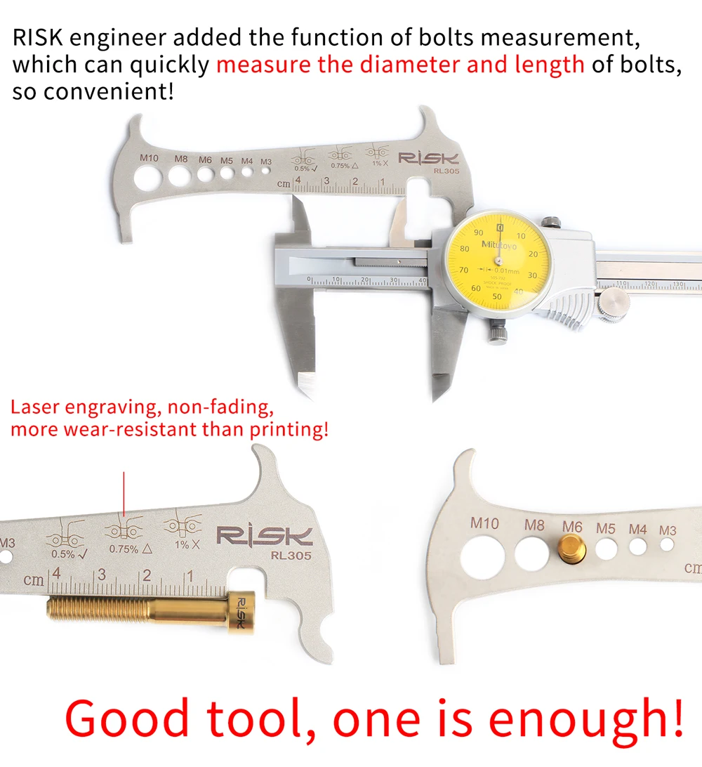 Risk 3 в 1 велосипед цепной проверки MTB дорожный велосипед датчик инструмент прибор для измерения степени износа Штангенциркули измерения винтовой цепи крюк велосипедные аксессуары