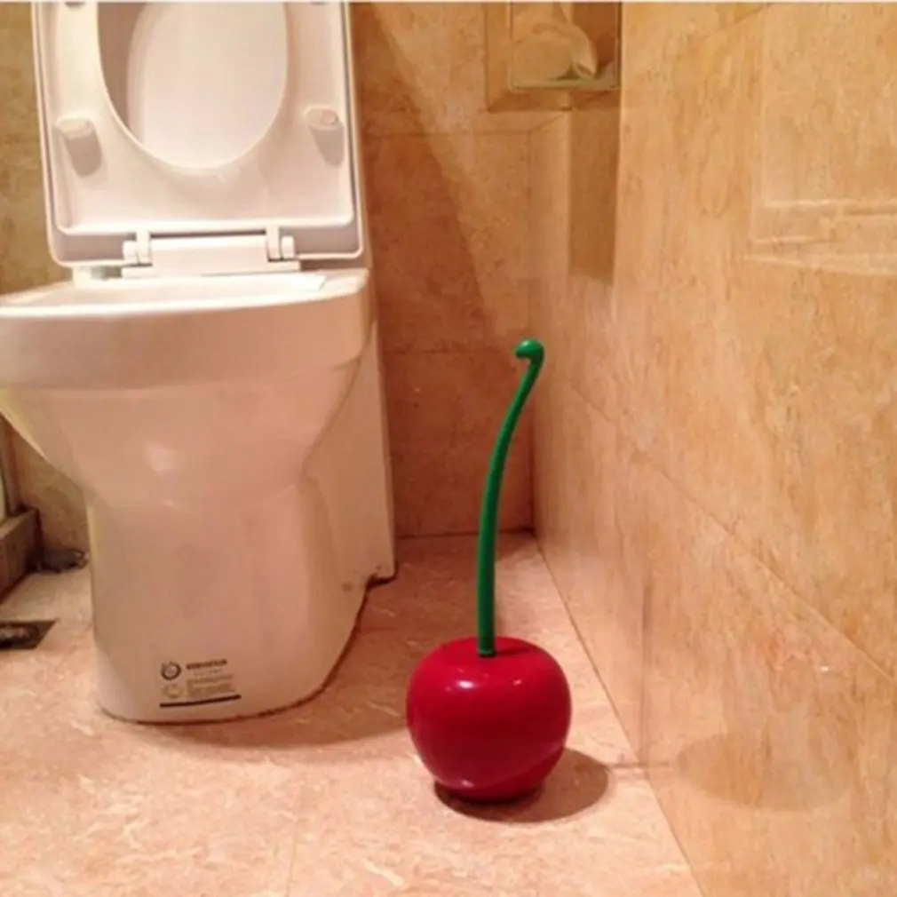 Забавная вишня форма унитаз щетка ванная комната чистящий инструмент держатель с базой туалет щетка домашний очиститель