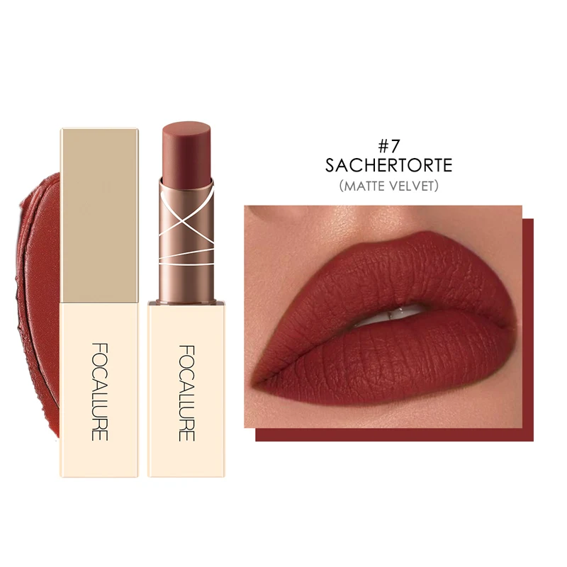 Matte Velvet 1 Помада focallure водостойкая матовая бархатная нюдовая красная стойкая шоколадная кремовая Увлажняющая помада половина - Цвет: Matte Velvet 1