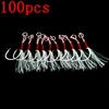 100pcs/Lot Assist Hook Fishing Lure Slow Jigging Fish Cast Jigs Barbed Single Jig Hooks Thread Feather Pesca Carbon Steel Peche 1