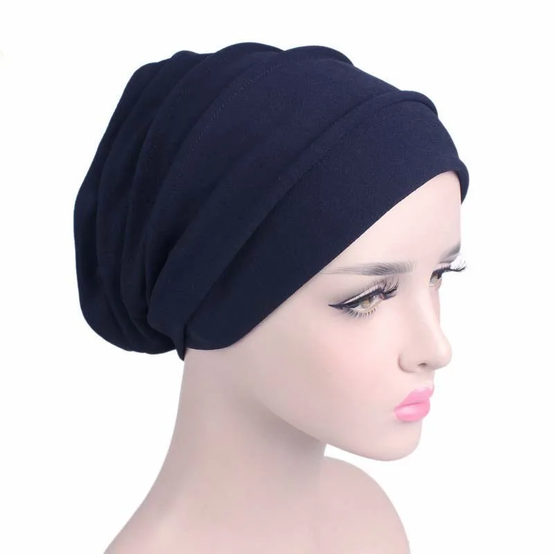 Женская хлопковая дышащая шляпа Новая женская hijabs эластичная чалма Ткань Голова Кепка шапка для девушек аксессуары для волос мусульманский шарф шапка