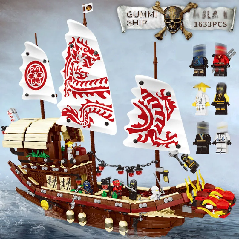 

With figures 31076 Ninja series The Destiny's Bounty Model Building Blocks set Compatible 70618 10723 S 960 education kids Toys