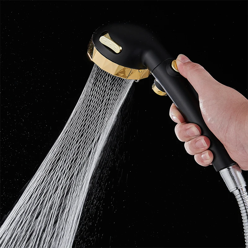 Ycrays 2022 Black White Gold Shower Head Color Water Save Flow 360 Rotating Rain High Pressure
