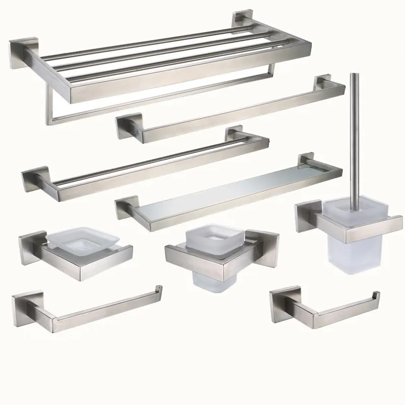Set Di 5 Portasciugamani Da Bagno In Nichel Spazzolato, Acciaio Inox, Con Porta Carta Igienica Da 59,9 Cm, Ganci E Anello, Accessori Bagno Moderni