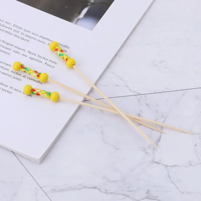 100pcs 12cm Beads Food Picks Dessert Buffet Fruit Salad Fork Cake Salad Stick Cocktail Skewer for Wedding Decor