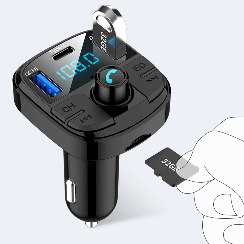 FM передатчик автомобильный беспроводной Bluetooth 5,0 комплект Авто MP3 плеер Поддержка U диск TF карта ЖК громкой связи