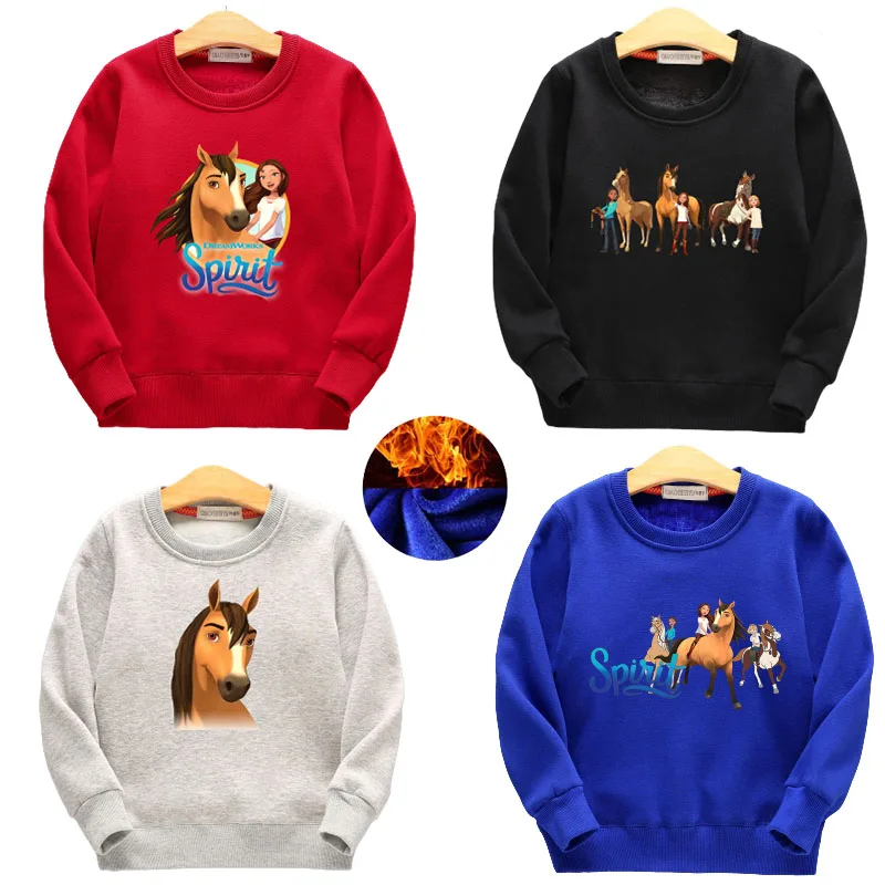 

2021 New Lucky & Mustang Spirit Horse Winter Autumn Casual style 100% Cotton Print Hoodies For Children