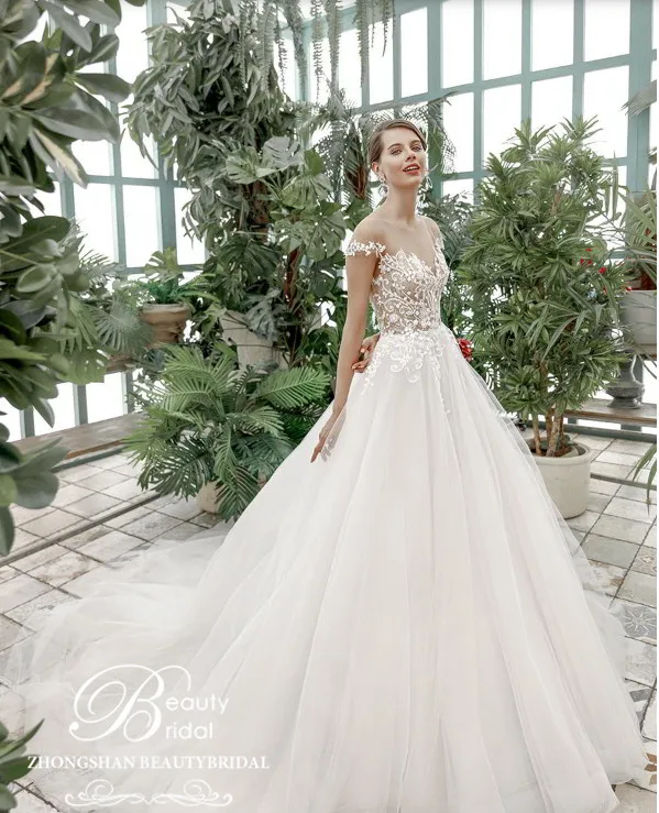 Свадебное платье es Vestido de novia реальные фотографии Роскошные Аппликации с открытыми плечами свадебное платье Vestido JM016