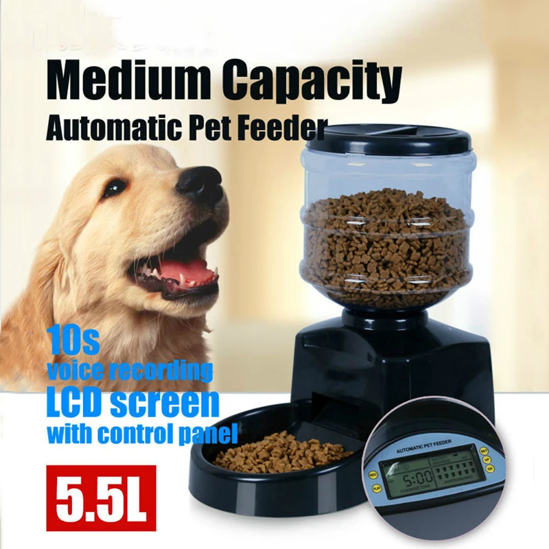 

Pet Automatic Feeding Watering 5.5L Timing Recordable playbackquantification Feeder Feeding Machine for Cats Dogs