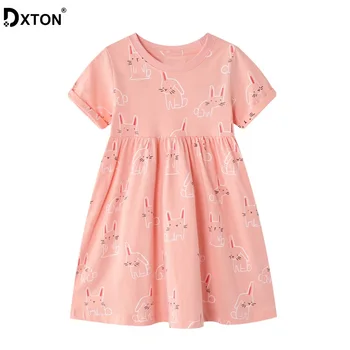 

DXTON 2020 Cotton Baby Girls Dresses New Summer Kids Dress For Girl Animal Pattern Children Vestidos School Causal Girls Clothes