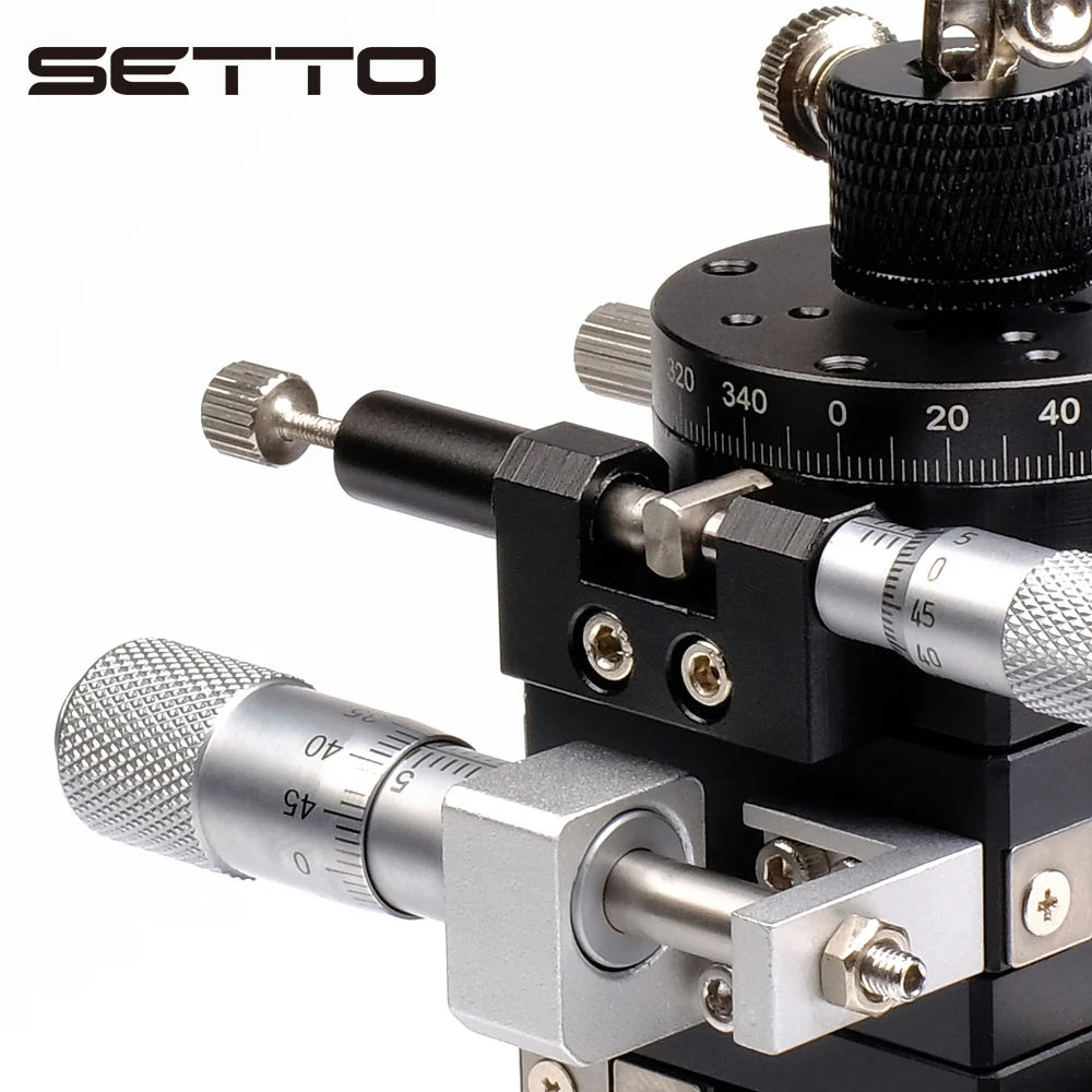 SETTO Precision XYZR 4 Axis Manual Linear Positioning Stage Bearing Tuning Platform Sliding Table 60x60mm