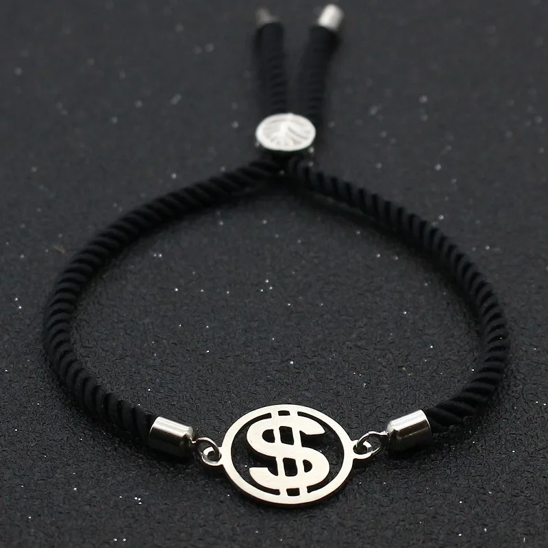 

Cute Bear Stainless Steel Dollar Sign Lucky Bracelets & Bangles For Men Women Rope Chain Bracelet Couples Friendship Jewelry
