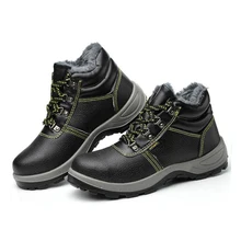 Бархатная зимняя рабочая обувь из водонепроницаемого материала с защитой от разбивания; Мужская Уличная рабочая обувь из искусственной кожи с защитой от прокалывания; защитная обувь размера плюс