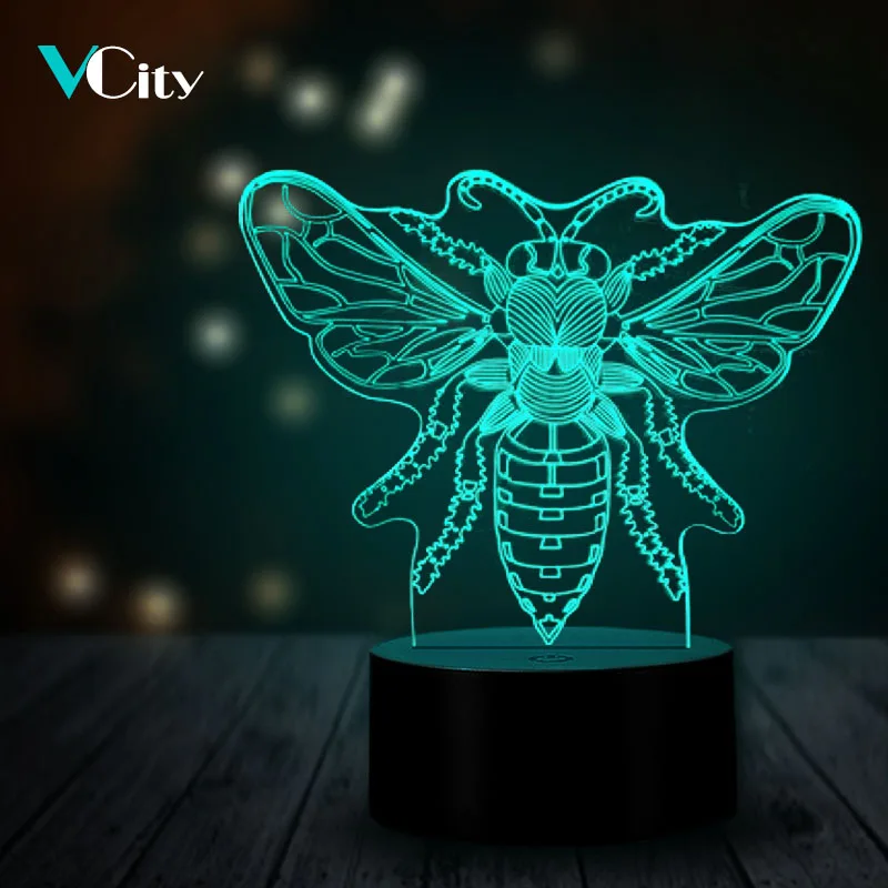 Светодиодный светильник VCity 3D Bee голограммовая иллюзия ночник для дома спальни
