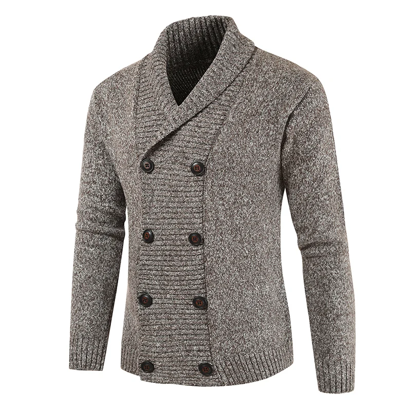 Sweater Jacket Double Breasted Men's Autumn and Winter Fashion Lapel Long Sleeve Knit Jacket / Youth Slim Cardigan Sweater Jacket Double Breasted Men's Autumn and Winter Fashion Lapel Long Sleeve Knit Jacket / Youth Slim Cardigan