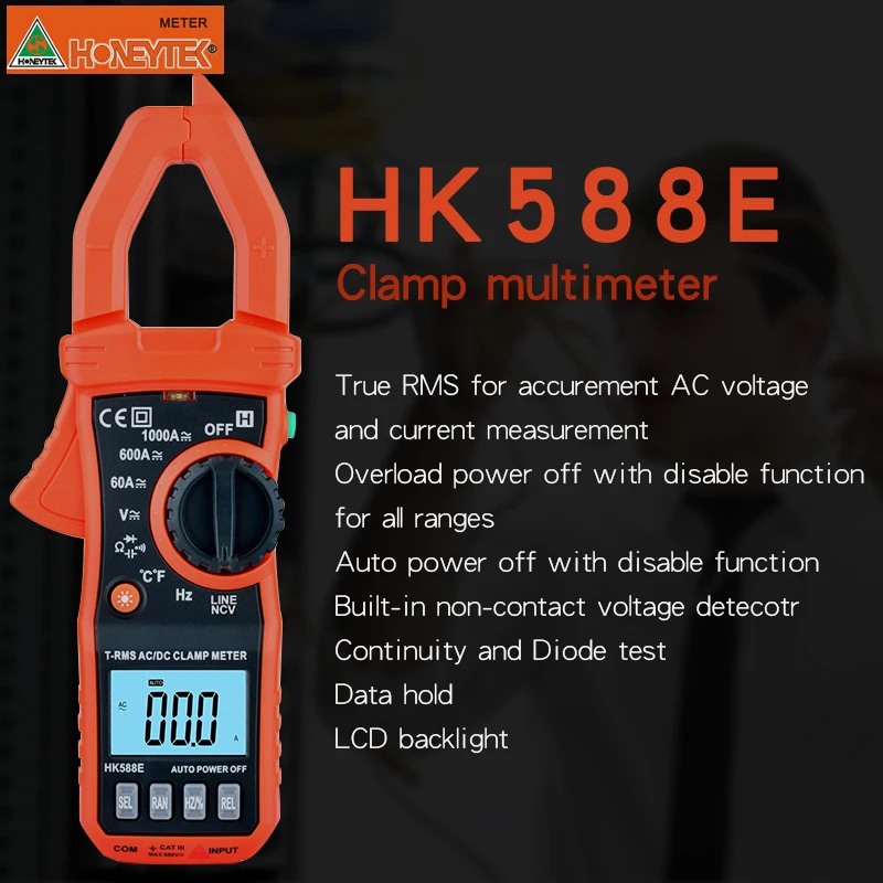 HK588E профессиональный мини-мультиметр-зажим ESR измеритель конденсатора Тестер с измеряемой температурой мультитестер цифровой