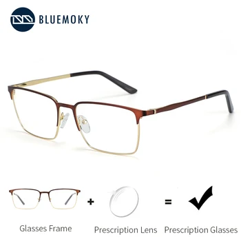 

ZENOTTIC Men Prescription Half Frames Optical Glasses Male Business Square Myopia Eyeglasses Anti Blue Light CR39 Resin Lenses