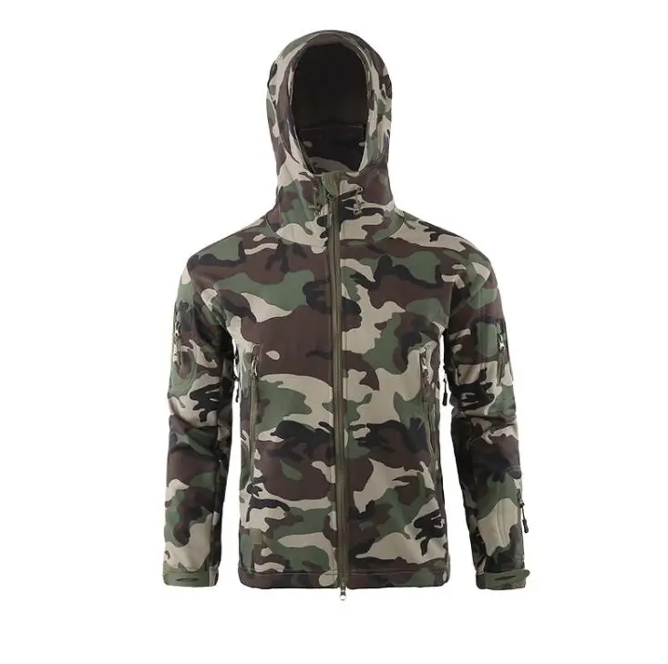Jungle camouflage ESDY зимняя Тактическая Военная куртка Sharkskin мягкая оболочка водонепроницаемое пальто мужские армейские камуфляжные волокна флисовые куртки-ветровки - Цвет: Jungle camouflage