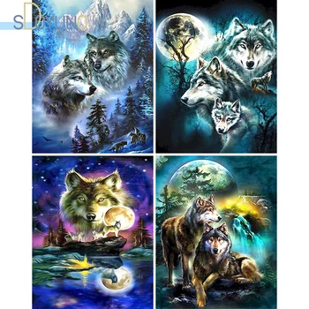 

SDOYUNO Oil Painting by Numbers 60X75cm Frame Animals DIY Paint By Numbers Wolf Digital Painting Home Decor Handpaint Wall Art
