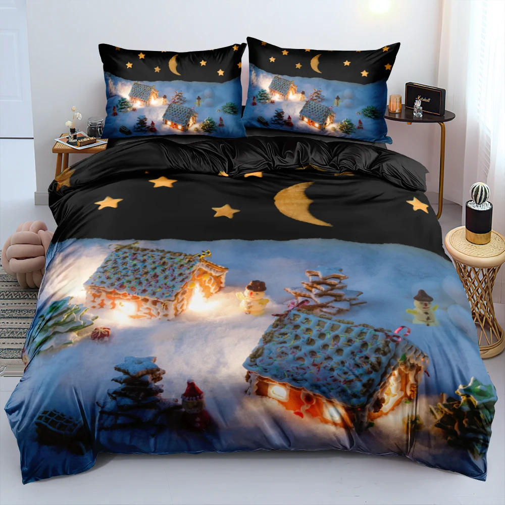 

3DDesign Snowman Bed Linen Black Duvet Cover Sets Comforter Cases and Pillow Covers Full Twin Super King Queen Size Bed Linen