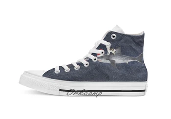 

Santa Cat Surfing On A Santa Shark In Christmas Space Custom Casual High Top lace-up Canvas shoes sneakers Drop shipping
