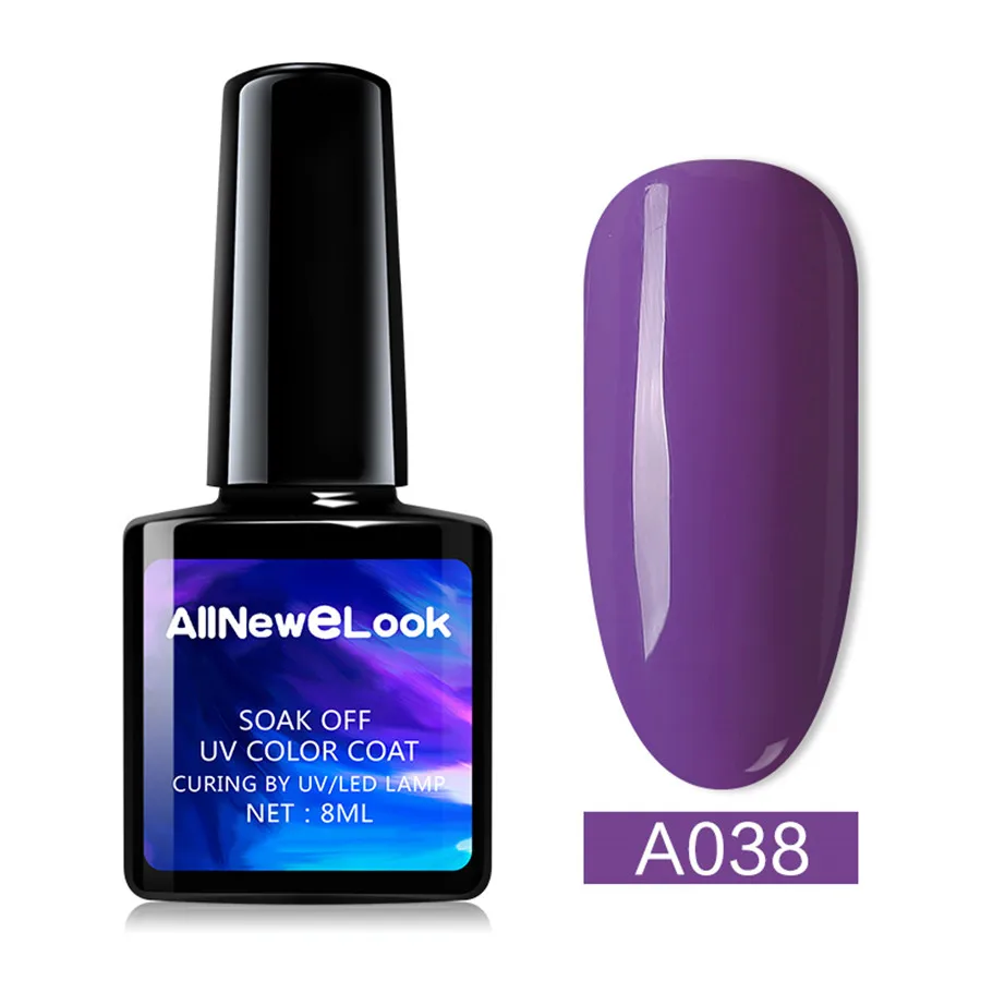 Allneweook Фиолетовый лак для ногтей, Гель-лак для ногтей, 8 мл, УФ светодиодный, впитывающий гель для ногтей, лак для ногтей, стойкий лак для ногтей
