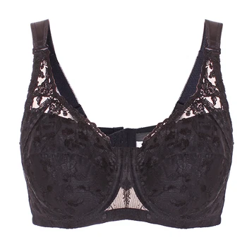 

36-48 CDEFG Large Size Full Cup Embroidery Minimizer Bra Fashion Sexy Women Extreme Push Up Bras Ultra-thin Cotton Cup Comfort