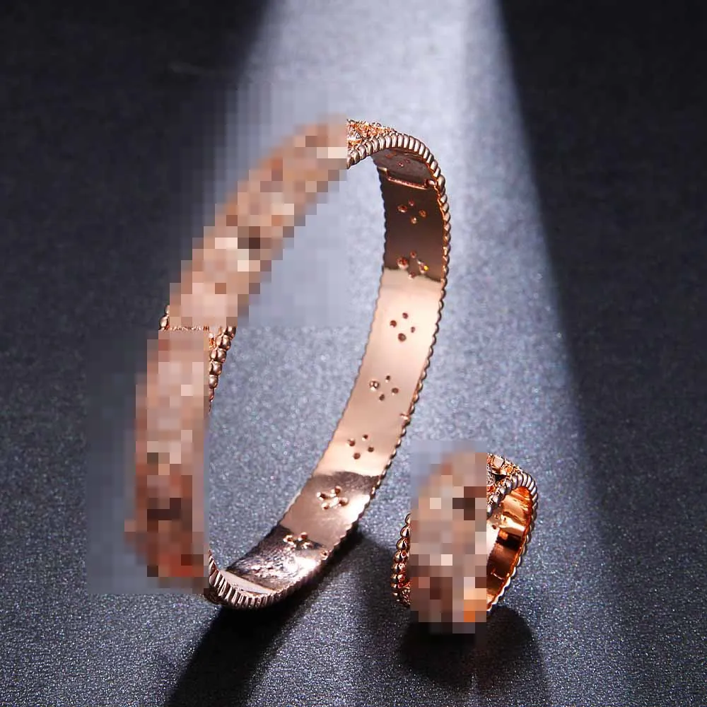 Rose Gold HONGHONG Клевер шаблон кубического циркония браслеты и наборы браслетов четырехлистный клевер роскошный темпераментный стиль ювелирные изделия - Окраска металла: Rose Gold