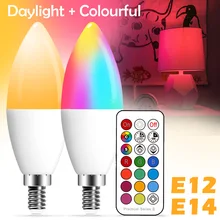 E14 conduziu a lâmpada inteligente da vela da cor interior do sinal de néon fita rgb da lâmpada com iluminação do controlador 220v e12 lâmpada regulável para casa