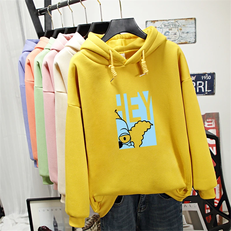 Hirsionsan Kawaii Harajuku Забавный мультфильм толстовки для женщин утепленная толстовка милый корейский Осень Зима повседневные с капюшоном женские топы