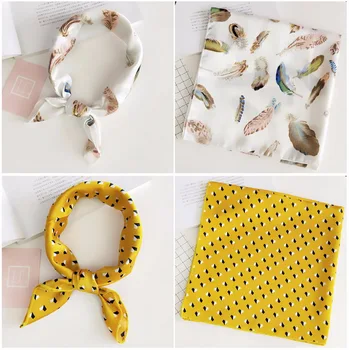 

DHL 200pcs Fashion 40types Girl Elegant Square Printing Korean style Flight Attendants Business Imitate Silk Scarf Gift