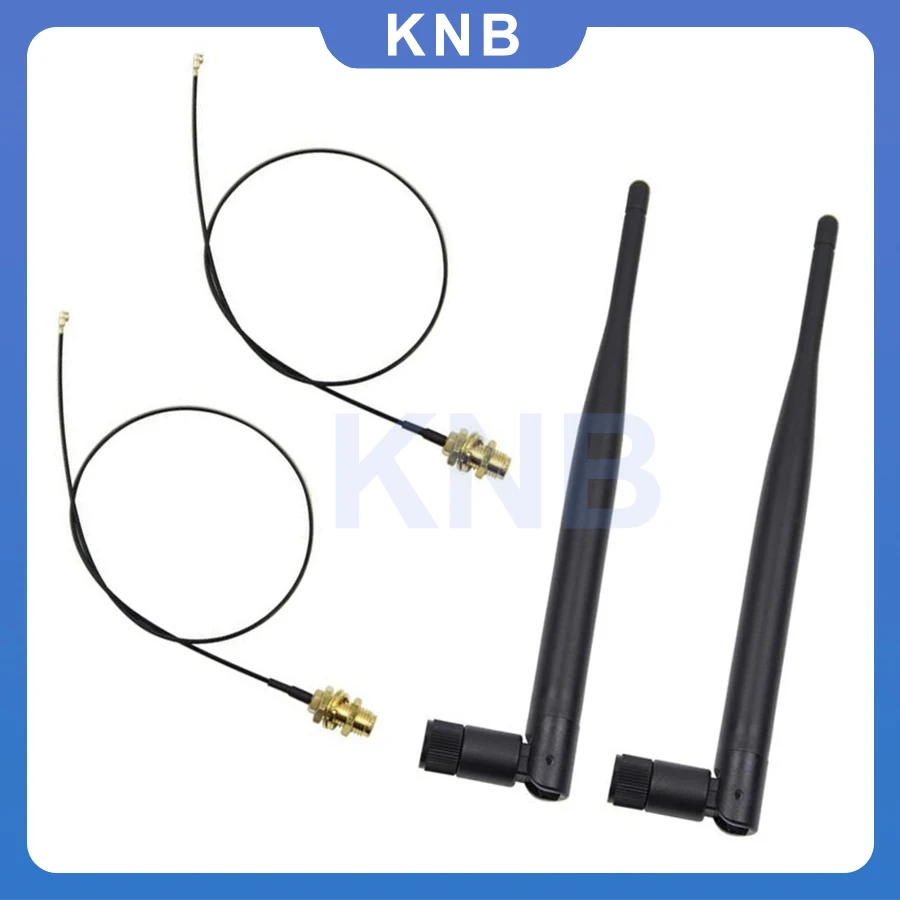 2pcs/lot 6dBi 2.4GHz 5GHz Dual Band WiFi RP-SMA Antenna + 2 x 35cm U.fl / IPEX Cable | Компьютеры и офис