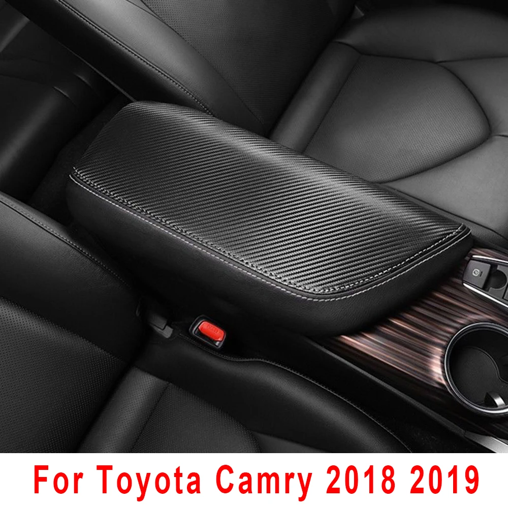 1 Pc Black Leather Top Center Armrest Surface Cover Trim For Toyota Camry Parts Armrests Aliexpress