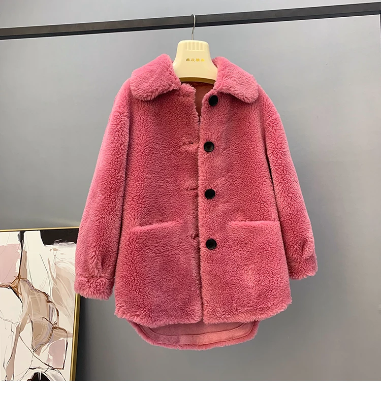 New Arrivals Winter Women's Sheep Shearing Coat Jackets Female Real Fur Coat Grain Wool Coat Loose Oversized Streetwear