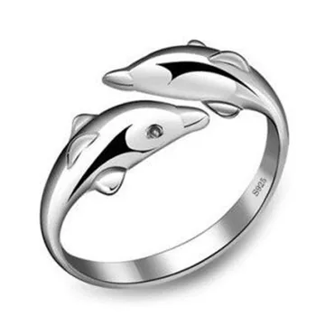 

New fashion sweet cute dolphin animal open ring smooth surface simple fashion women's ring charm jewelry gift wholesale