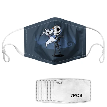 

Cotton PM2.5 Mouth Mask Nightmare Before Christmas Anti Dust Face Mask 7set and Filter Skull Jack Print Outdoor Mouth-Muffle