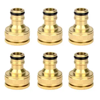 

6 Pcs Brass Garden Water Hose Pipe Fitting Tap Male Faucet Connectors