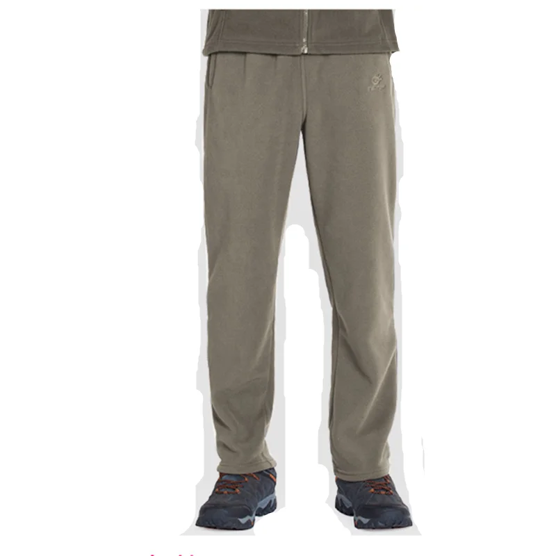 Men khaki Tectop Outdoo Fleece pants Autumn Winter Men Women Thick windproof warm trousers New camping Hiking climbing skiing sports pants - Color: Men khaki