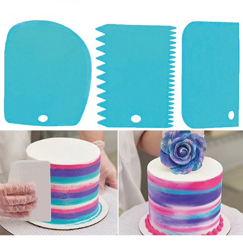 

3PCS/Set High Quality Colorful Multifunctional Irregular Teeth Edge DIY Cream Scraper Set Cake Mold Kitchen Tools