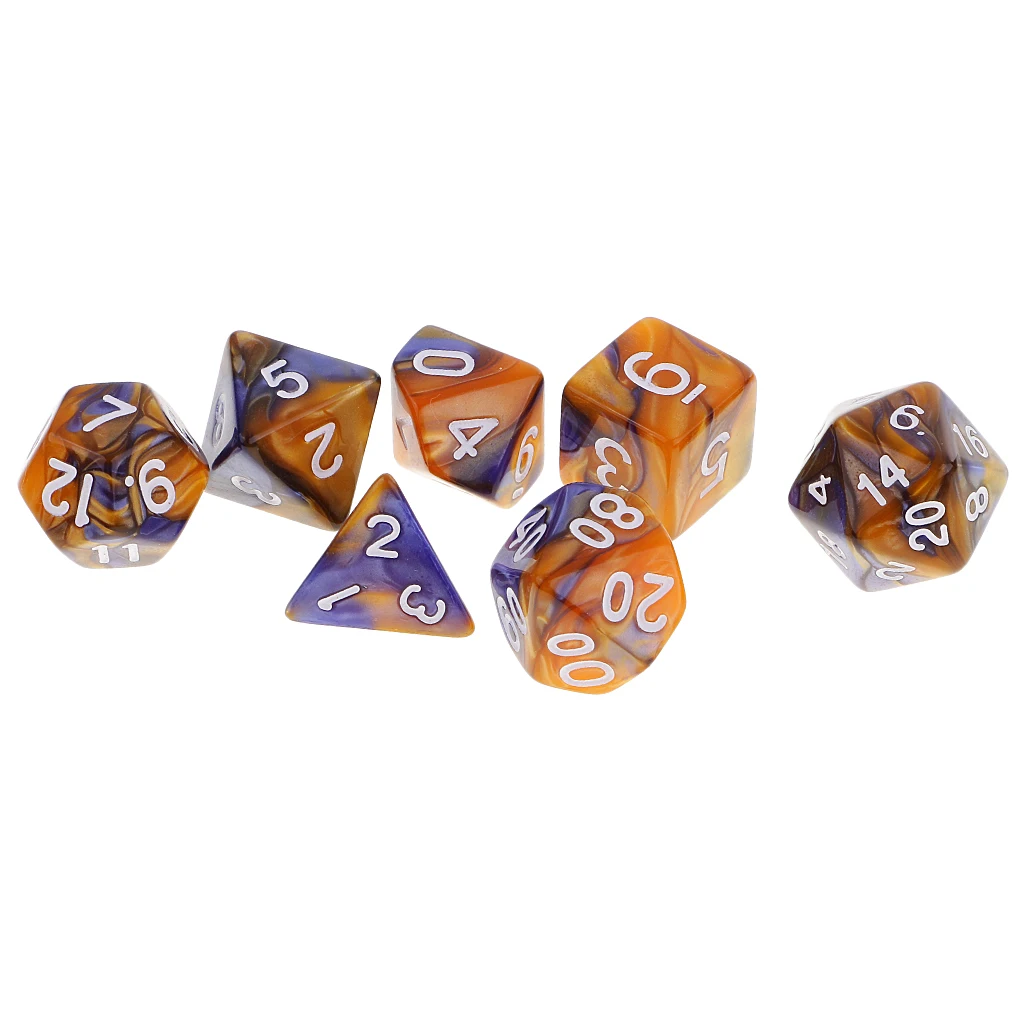 7 Pieces Dice Set D20 D12 D10 D8 D6 D4 for DND RPG Board Game Board Game Dice Party Gambling Dices Game Digital Dices