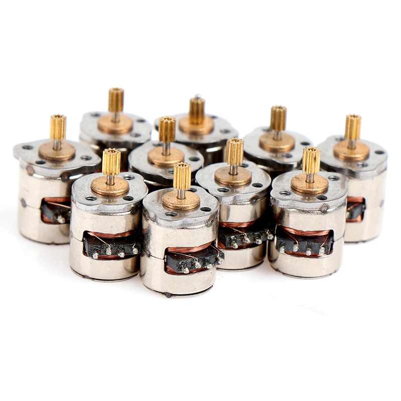 10PCS Mini 8mm 2-phase 4-wire Stepper Motor Miniature Stepper with 9 Teeth Gear 