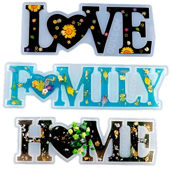 

3Pcs Concrete Capital Letter LOVE HOME FAMILY Mold Handmade Crystal Drop Glue Mold Resin Letter Molds DIY Ornaments