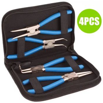 

4pcs Snap Internal External Retaining Ring Pliers Kit 7" 175mm Long Nose Circlip Pliers Set DIY Beading Jewellery Remover Tool