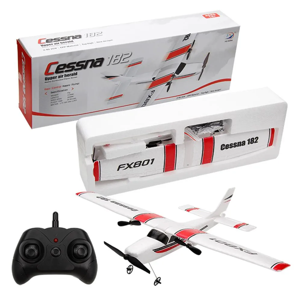 RC игрушки самолеты Cessna 182 FX801 310 мм размах крыльев дистанционное управление DIY летательный аппарат с фиксированным крылом самолет для начинающих Встроенный аккумулятор