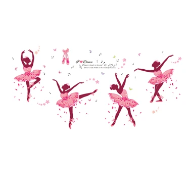[SHIJUEHEZI] балетные танцоры девушка наклейки на стену ПВХ материал DIY фотообои с бабочками наклейки для детской комнаты украшения детской спальни - Цвет: Multi