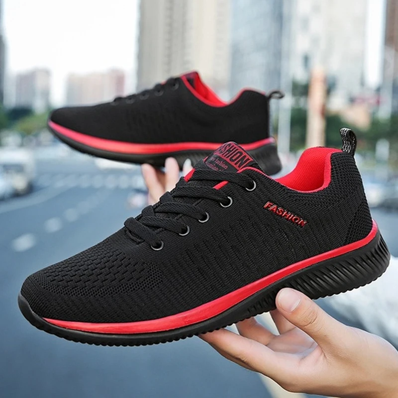 Men Sport Shoes Lightweight Running Sneakers Walking Casual Breathable Shoes Non-slip Comfortable black Big Size 35-47 Hombre 1