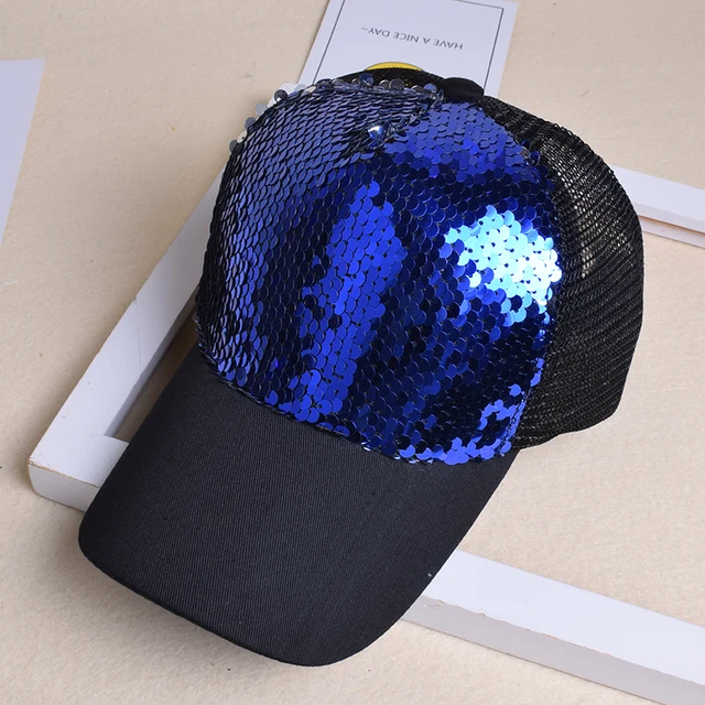 Fashion baseball cap ladies girl ponytail cap sequins shiny messy hair Bun Snapback hat sun hat Gorra casual baseball cap hat 5