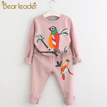 Bear leader/комплекты одежды для девочек коллекция года; Одежда для девочек футболка с длинными рукавами+ брюки; комплект одежды из 2 предметов для детей Одежда для детей
